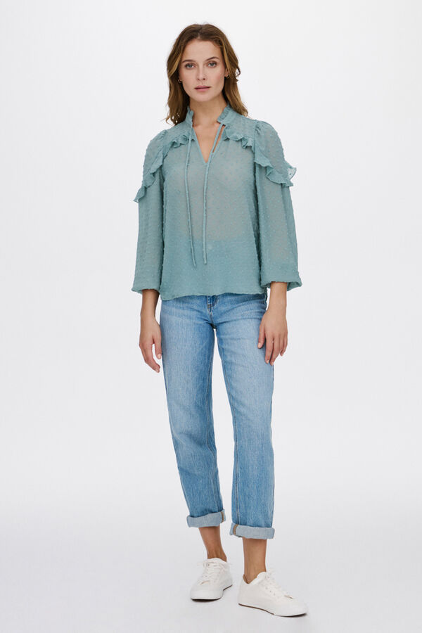 Vila Blusa manga larga plumeti Gris