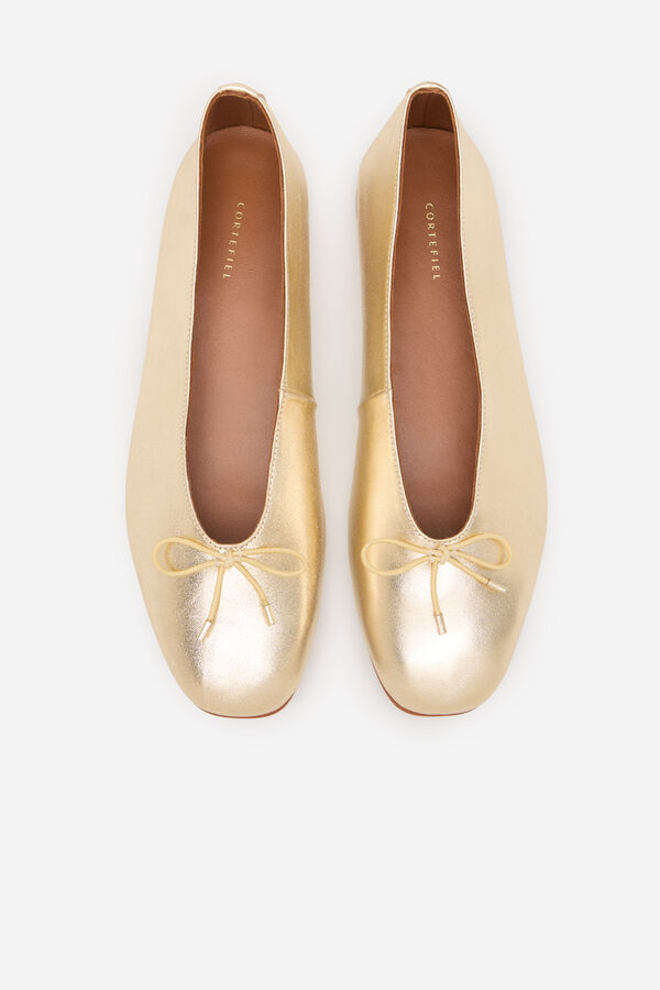 Cortefiel Bailarina lazo piel Dorado