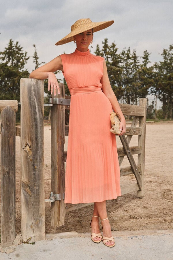 Pol&iacute;n Et Moi Vestido sin mangas plisado Coral