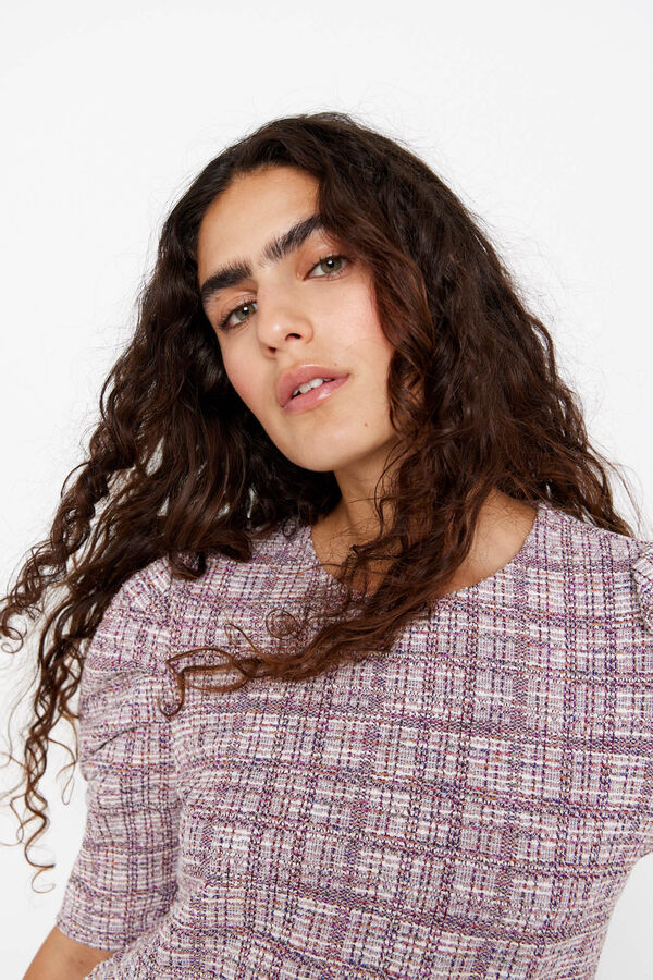 Cortefiel Top de tweed de punto Rosa