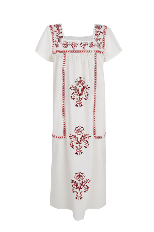 Cortefiel Vestido bordados florales Estampado rojo