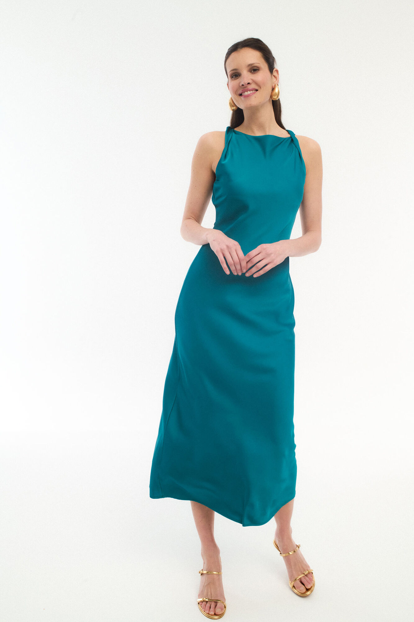 Vila Vestido midi satinado de fiesta