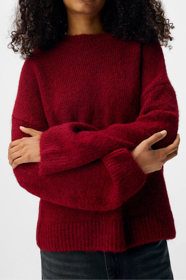 Object Camisola de l&atilde; com gola redonda Vermelho