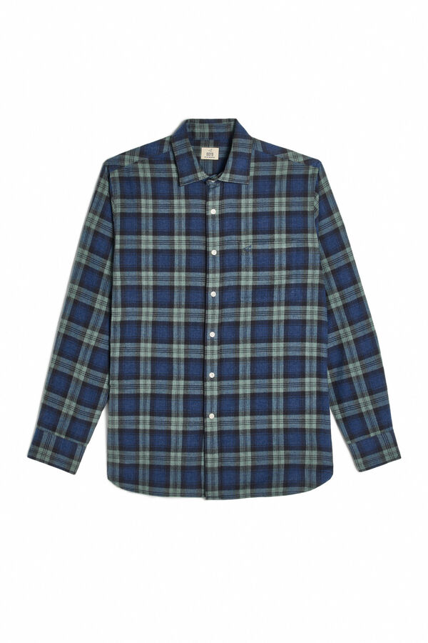 OOTO Camisa cuadro tartán manga larga Estampado verde