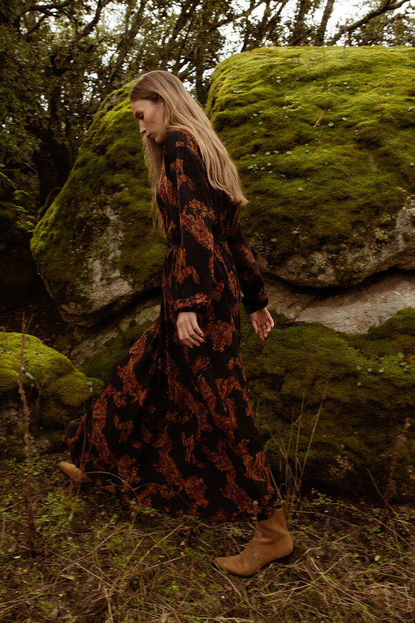 Vila Vestido largo estampado Negro