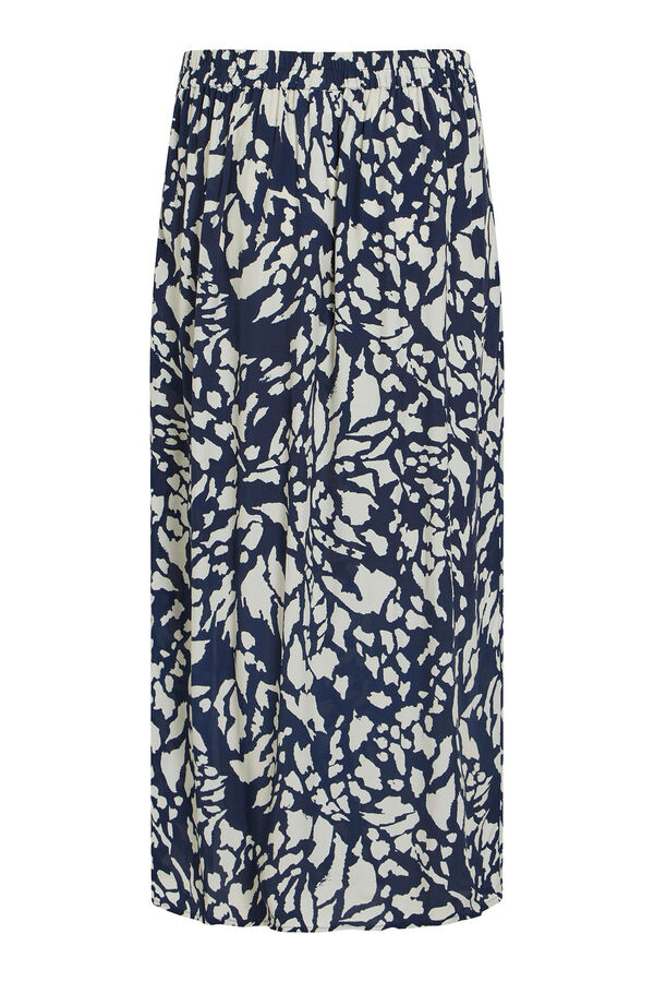 Vila Falda midi estampada Azul marino