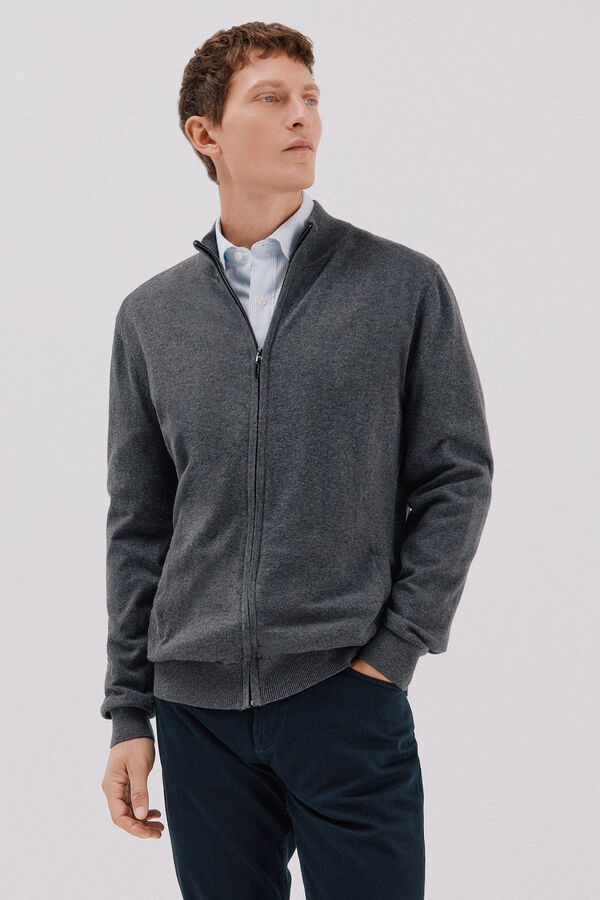 Cortefiel Cardigan de algod&atilde;o e cashmere Cinzento