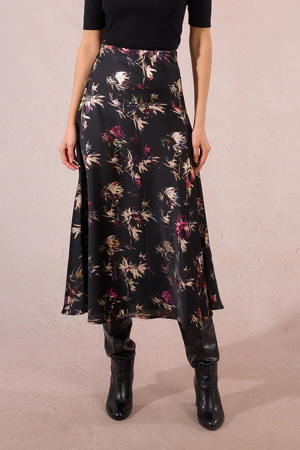 Molly Bracken Falda larga estampado floral Negro
