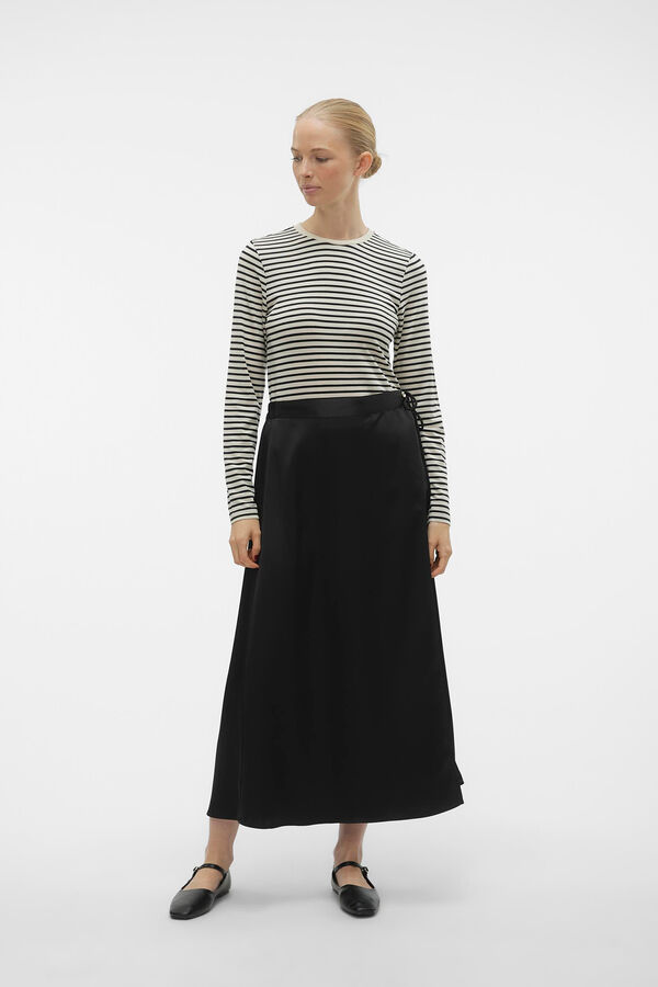 Vero Moda Saia midi acetinada Preto