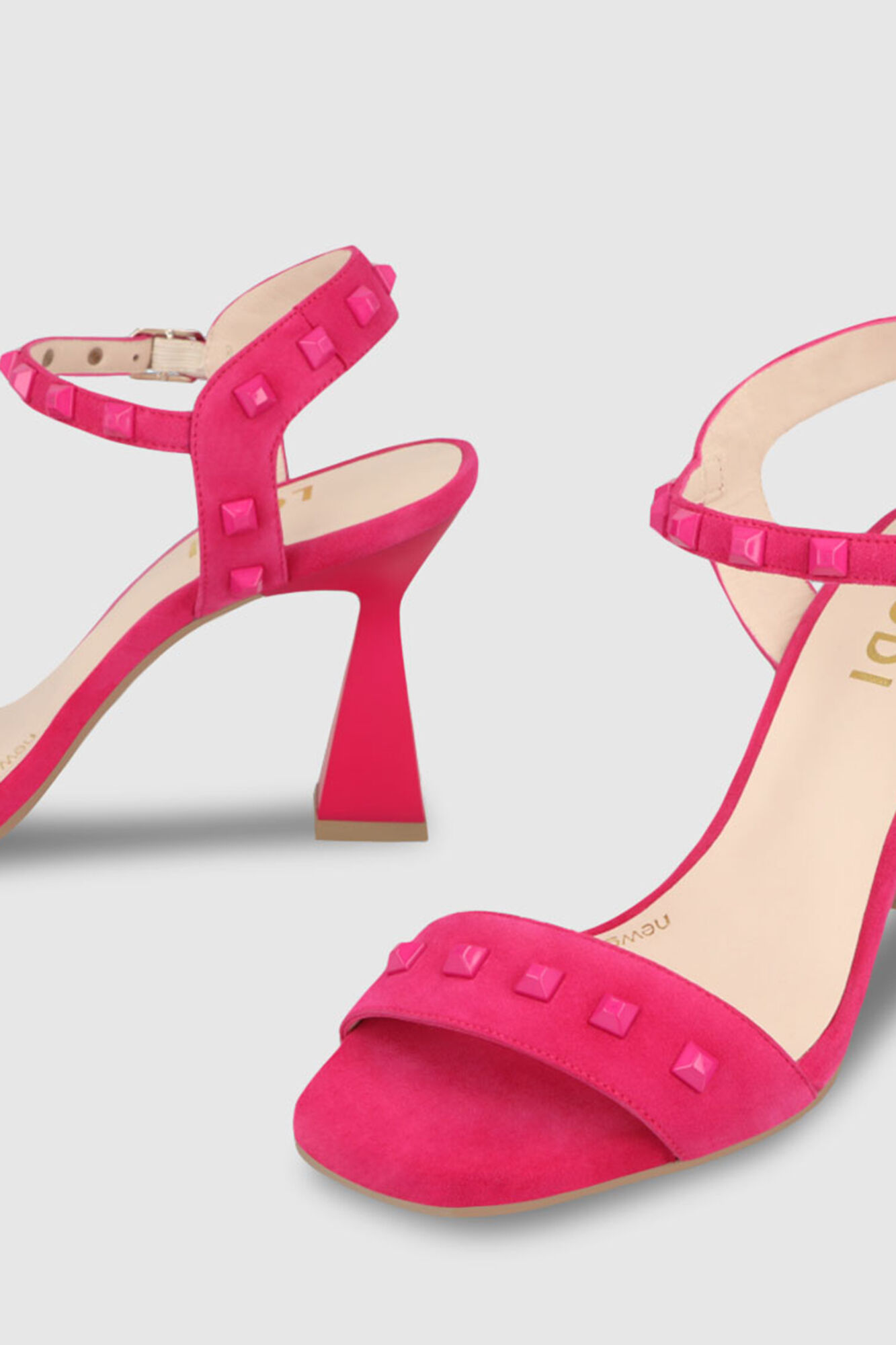 Lodi Sandalias de tac&oacute;n en ante fucsia