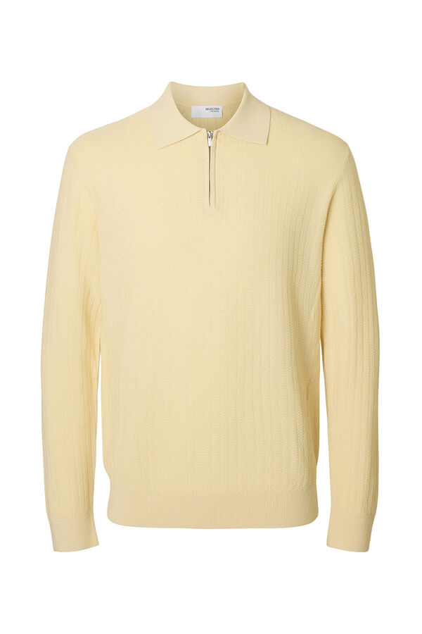 Selected Polo estructura media cremallera Beige