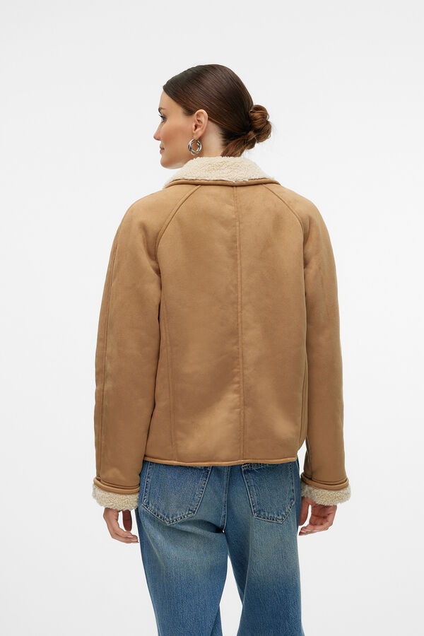 Vero Moda Casaco efeito camur&ccedil;a  Castanho