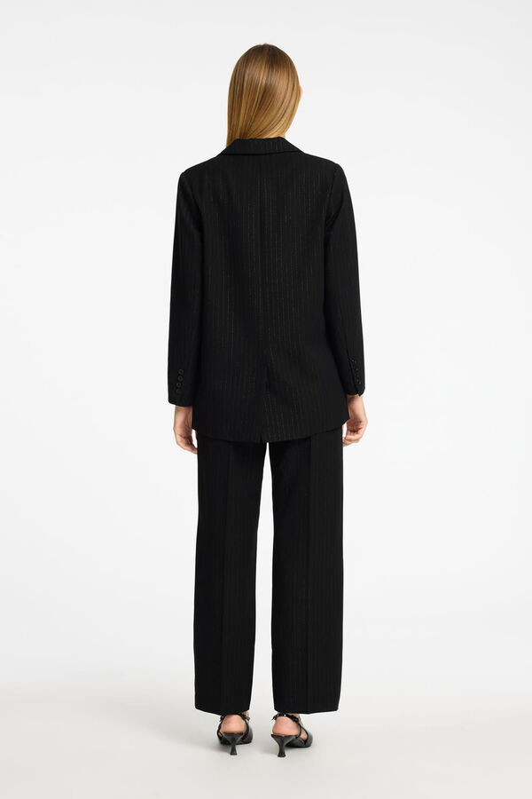 Selected Femme Americana de traje Regular Fit con detalle de raya diplomática en plateado. Negro