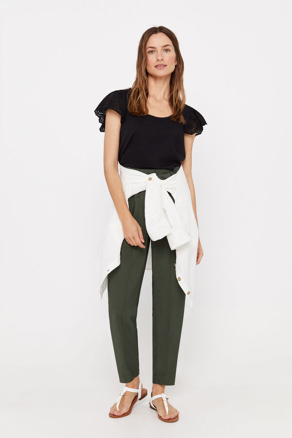 Cortefiel Camisola manga combinada Preto