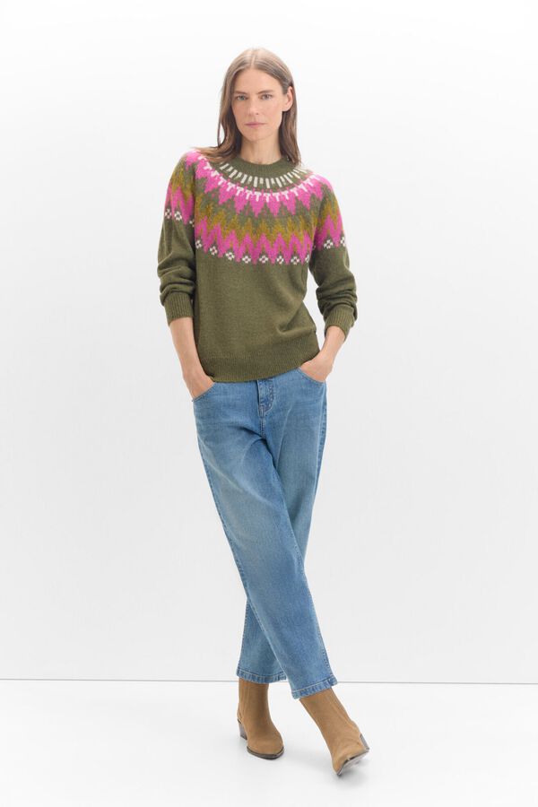 Cortefiel Camisola jacquard posicional Verde