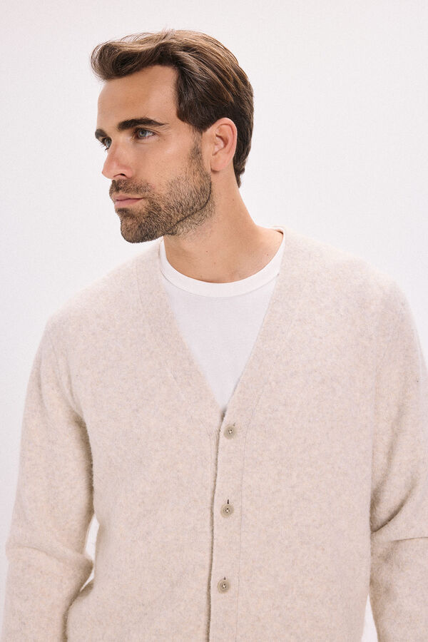 Jack & Jones C&aacute;rdigan b&aacute;sico de punto liso Beige