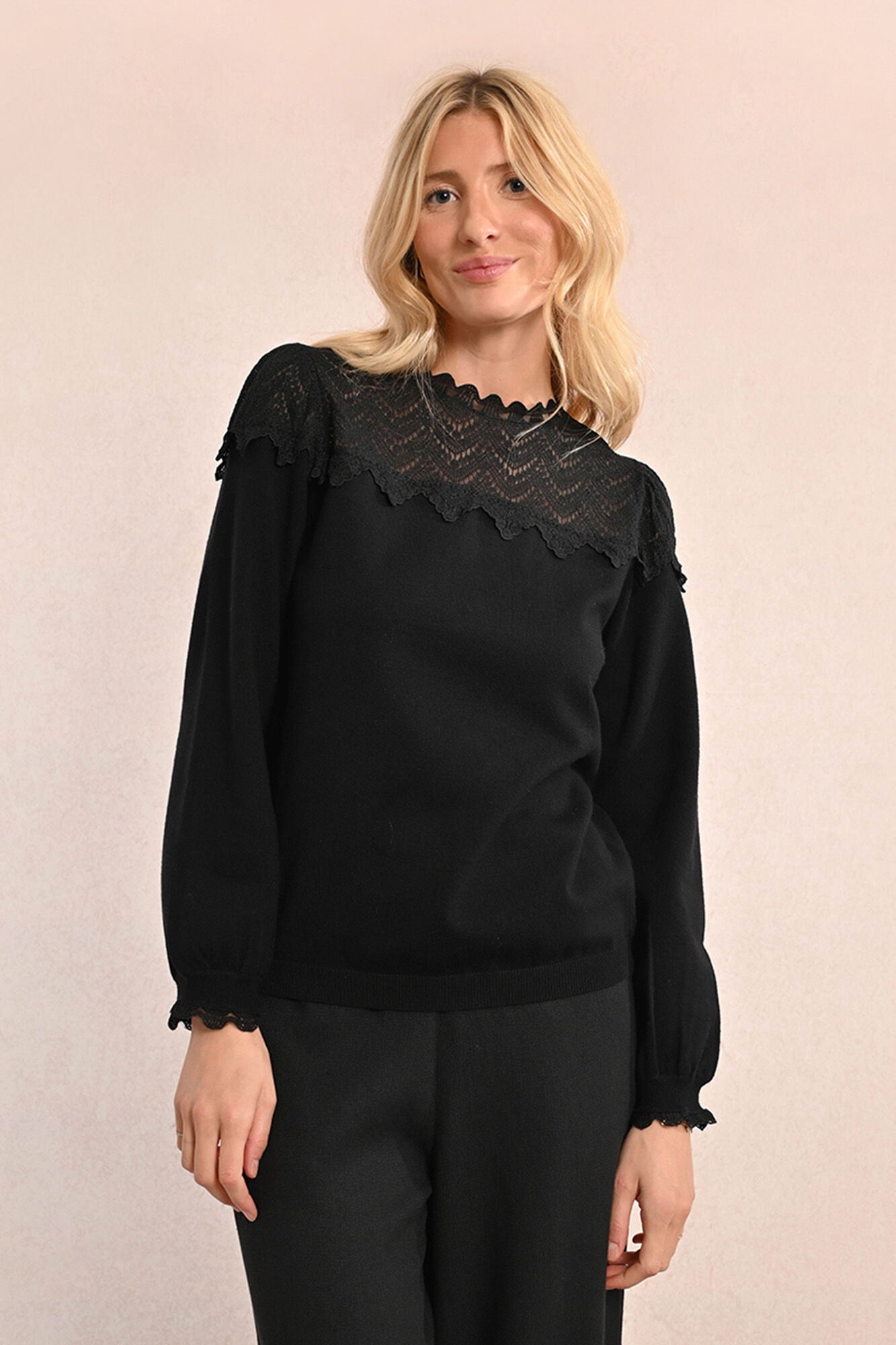 Molly Bracken Jersey de mujer de manga larga detalle encaje