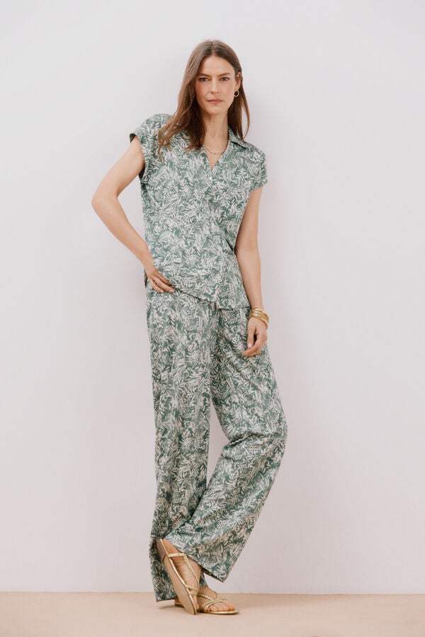 Cortefiel Polo piqu&eacute; el&aacute;stico Estampado verde