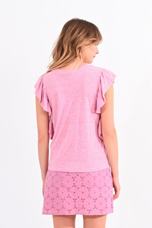 Molly Bracken T-shirt de mulher de manga curta com folhos Subiu