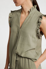 Selected Femme Blusa detalle volante Gris