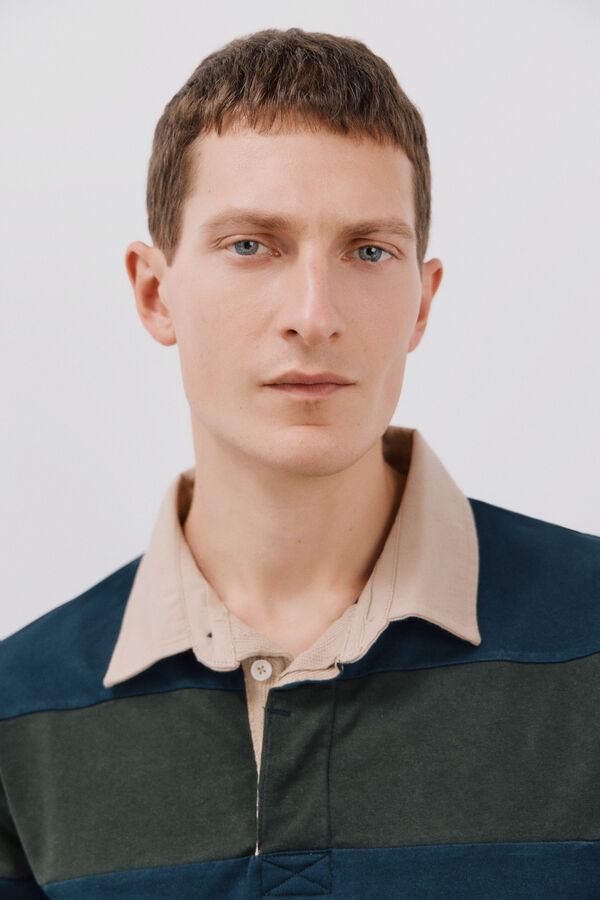 Cortefiel Polo rugby riscas Azul