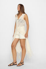 Slowlove Chaleco con flecos Marfil