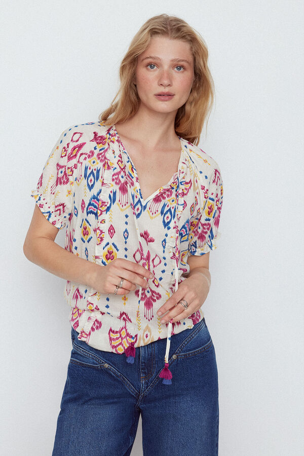 Slowlove Blusa estampada Estampado blanco