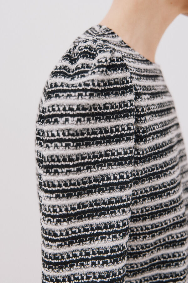 Cortefiel Top de tweed listrado Preto