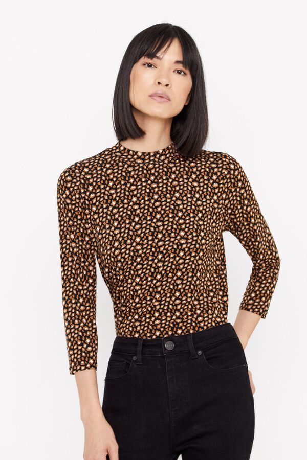 Cortefiel Camiseta fluida perkins Estampado marr&oacute;n