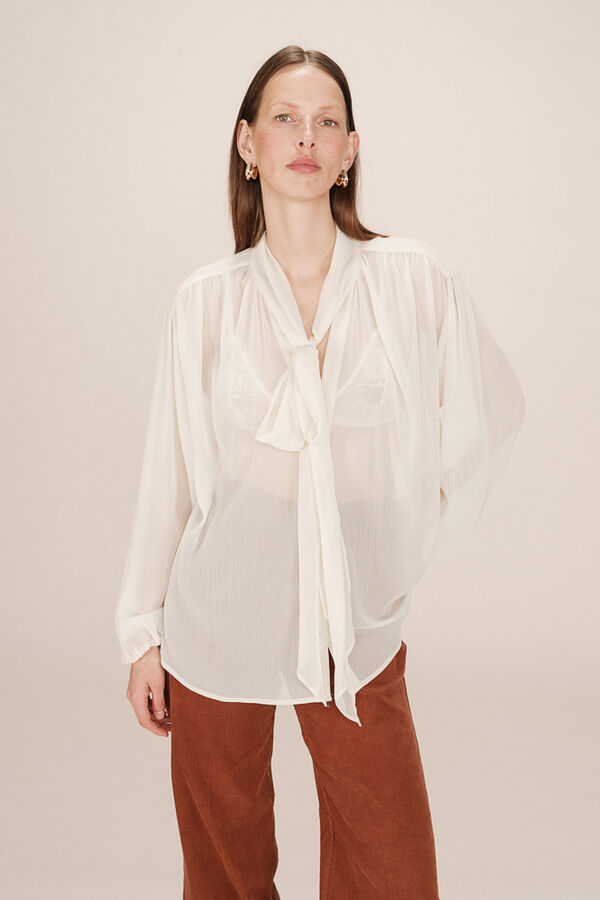 Grace & Mila Blusa fluida con lazada Blanco
