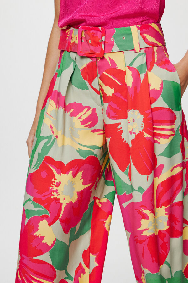 Vila Pantal&oacute;n ancho de vestir estampado Verde