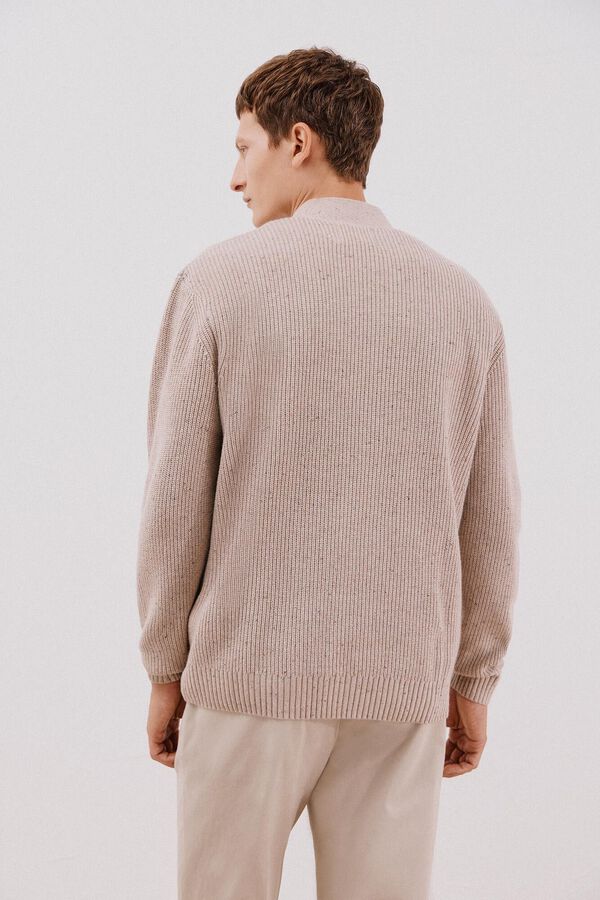 Cortefiel Cardigan de algod&atilde;o com malha perolada Tostado