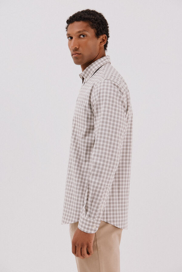 Cortefiel Camisa twill xadrez Tostado