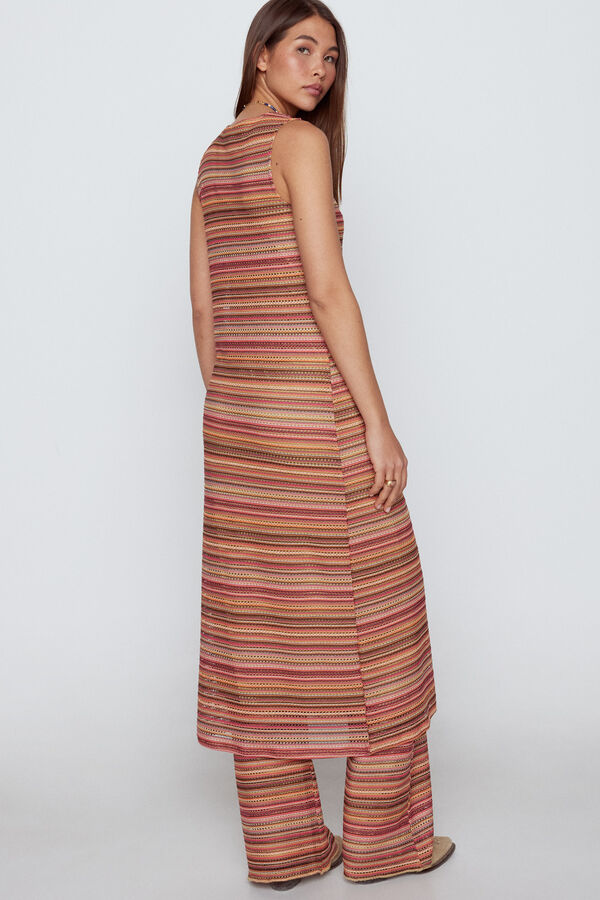 Slowlove Vestido de malha tecido riscas Multicolorido