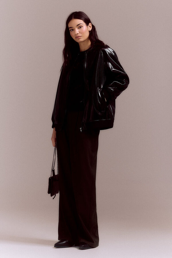 Slowlove Jaqueta bomber com efeito pele Preto