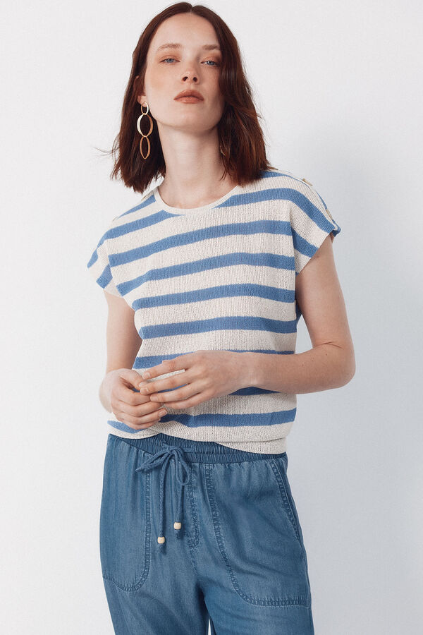 Cortefiel T-shirt textura riscas Azul