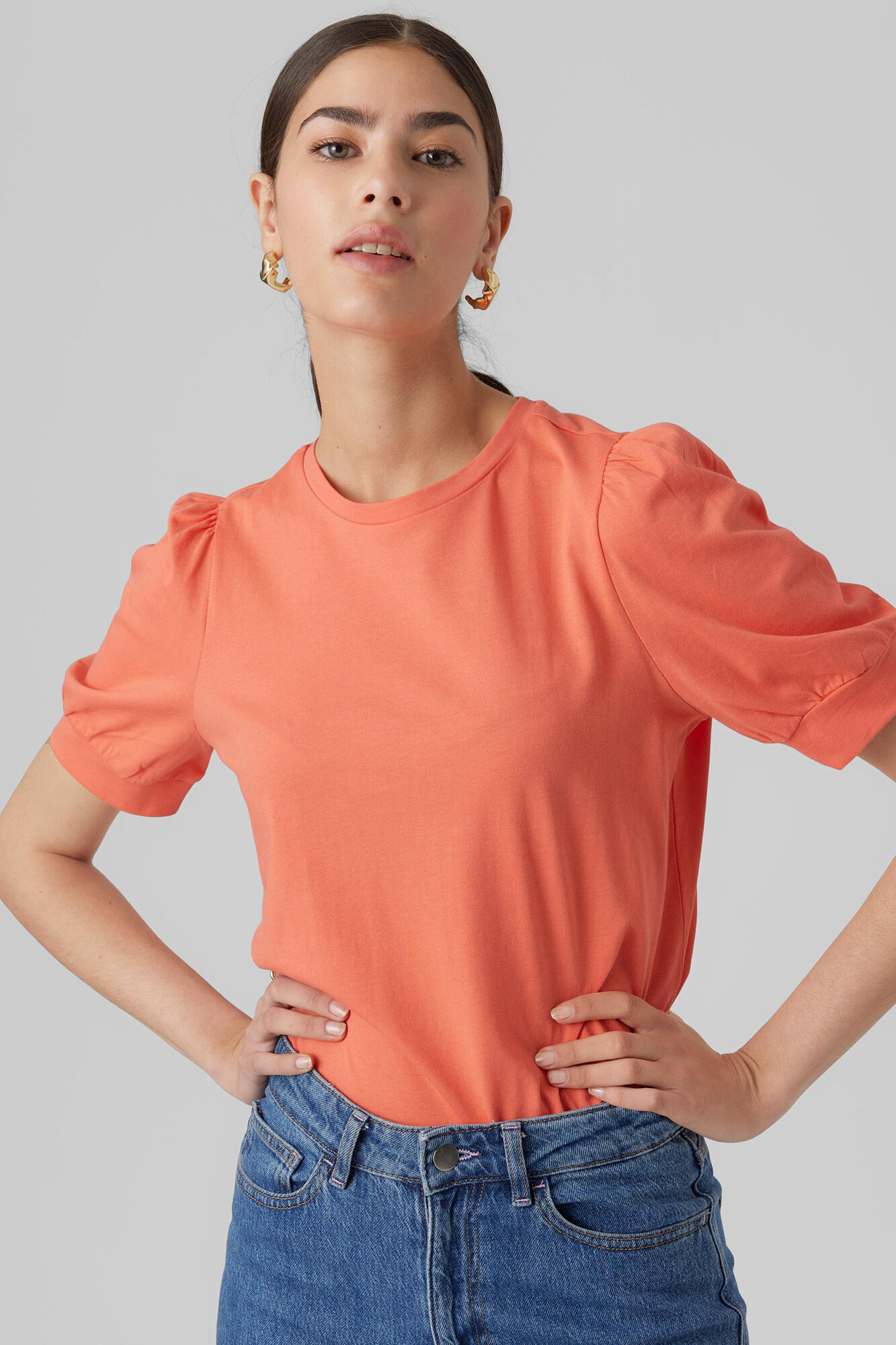 Vero Moda Top de algod&oacute;n manga abullonada