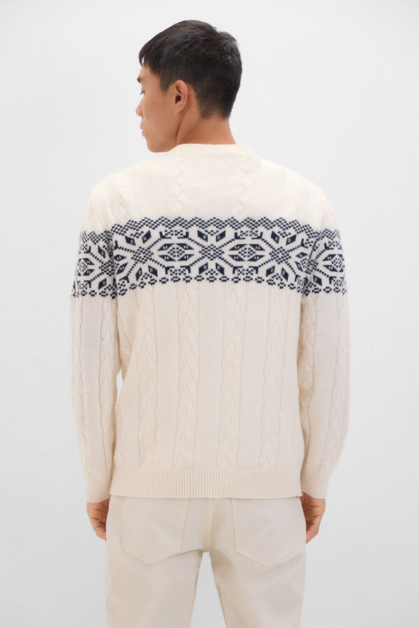 Cortefiel Camisola de natal com torcidos de l&atilde;  Ecru