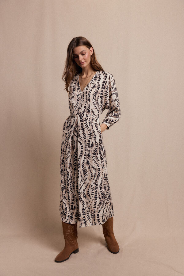 Slowlove Vestido estampado pliegue Marfil