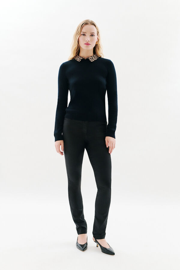 Caroll Camisola gola animal print Preto