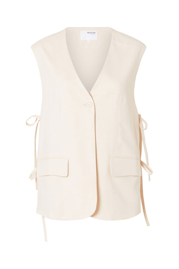 Selected Femme Colete com aberturas e laçadas laterais confecionado com materiais reciclados. Cinzento