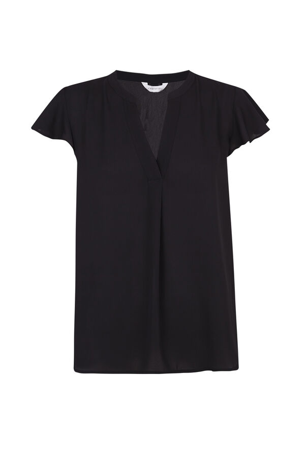 Cortefiel Blusa manga folhos Preto