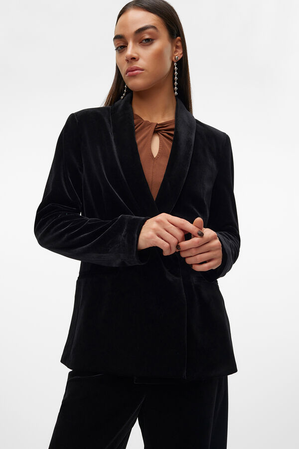 Vero Moda Blazer efecto terciopelo Negro
