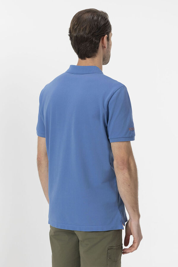 elPulpo Polo lavada com bordado contrastante Azul