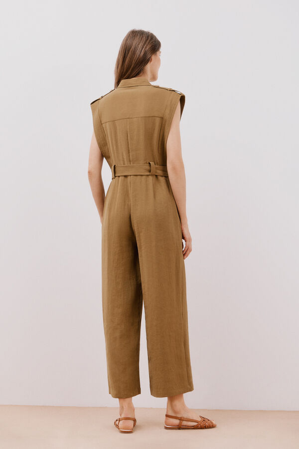 Cortefiel Mono con cintur&oacute;n al tono Kaki