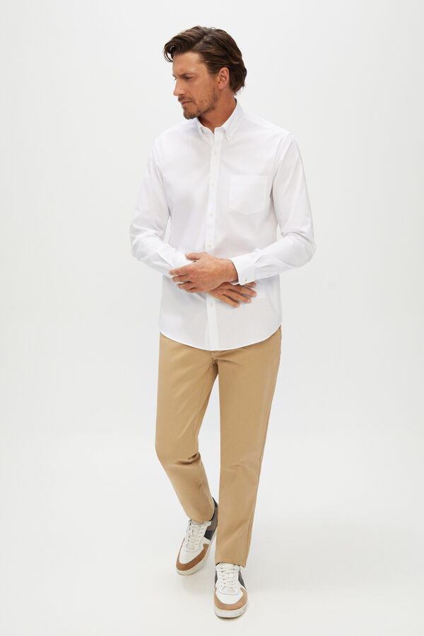Cortefiel Camisa lisa Coolmax eco-made stretch Branco