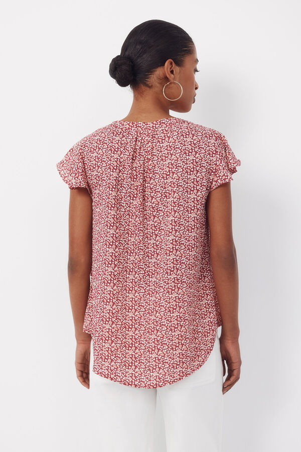 Cortefiel Blusa fluida manga com folho Vermelho