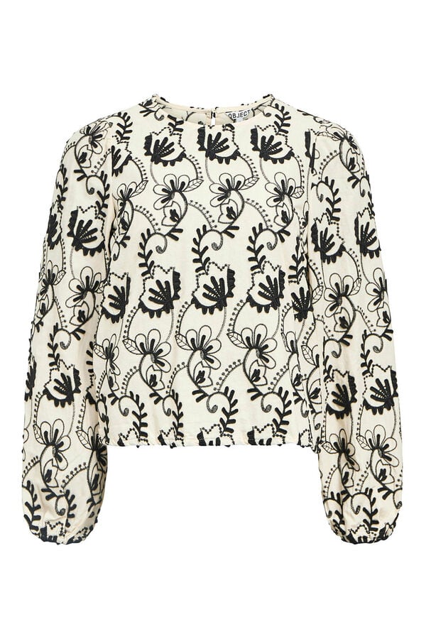 Object Blusa tejido bordado Estampado beige