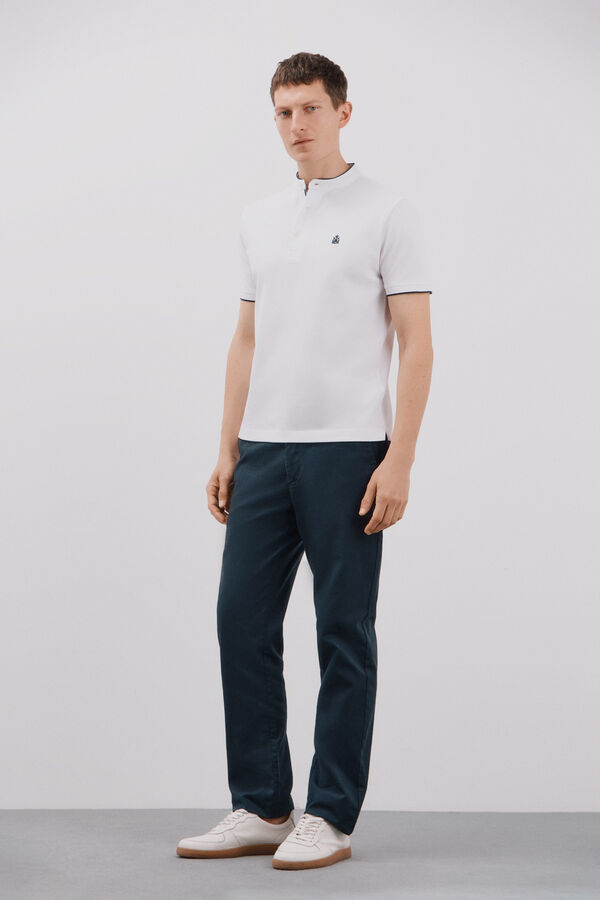 Cortefiel Polo cuello mao Blanco