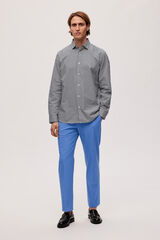 Cortefiel Camisa de vestir de manga comprida algodão Azul